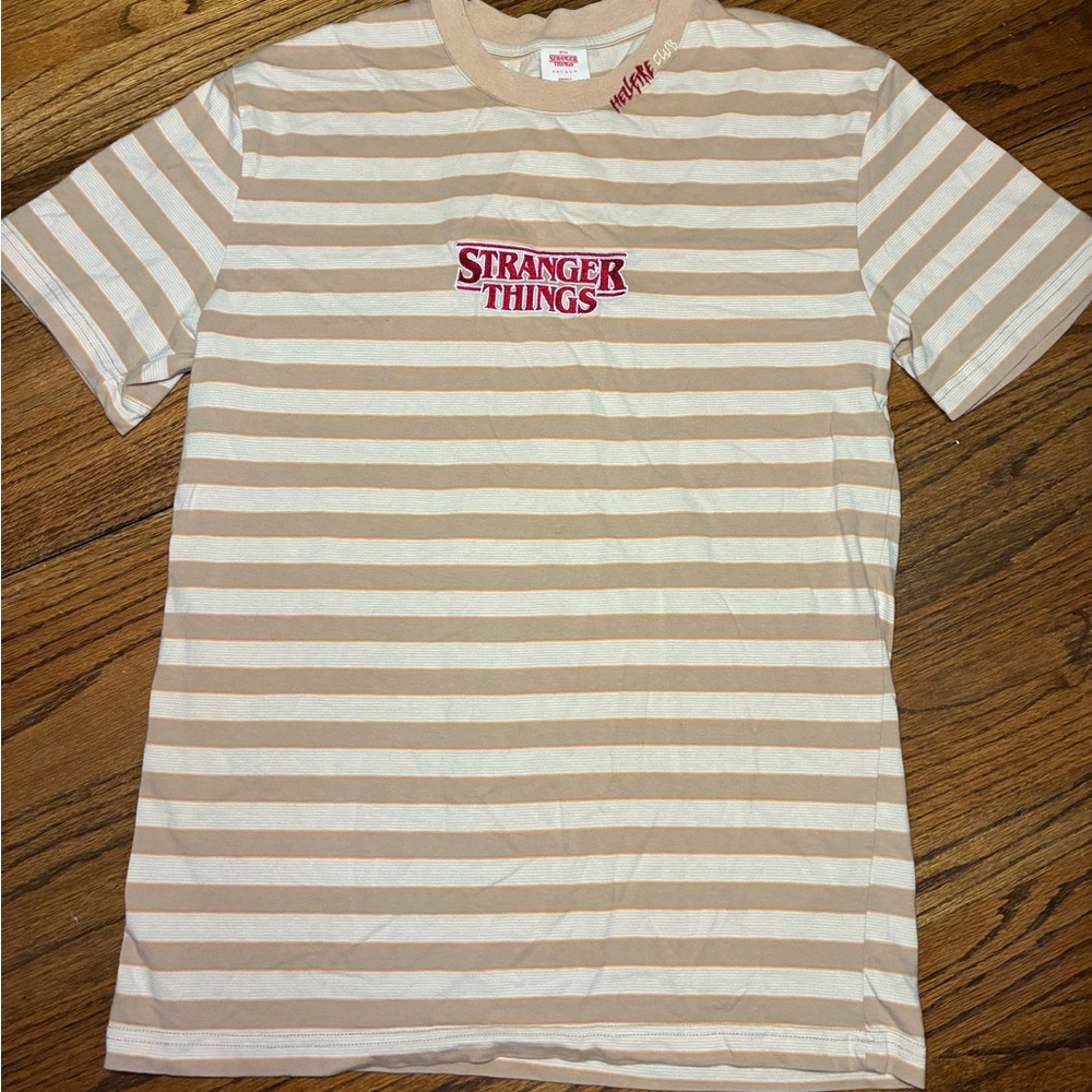 PacSun Beige and White Striped Tee